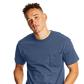 HANES ADT 100% BFY S/S T W/PKT